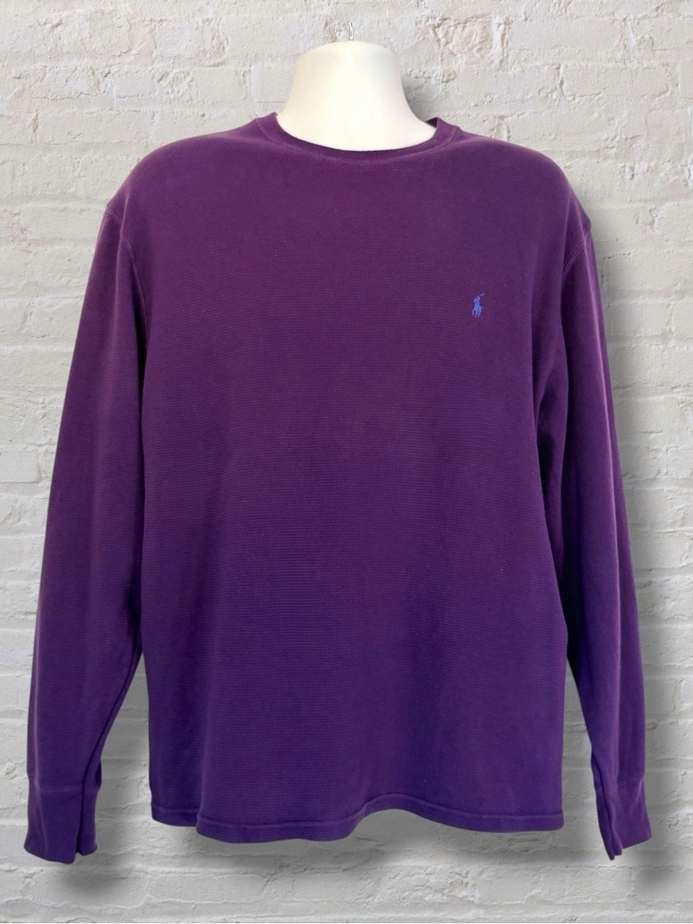 Polo Ralph Lauren XL Purple Waffle Knit Thermal Shirt Long Sleeve Pony Logo